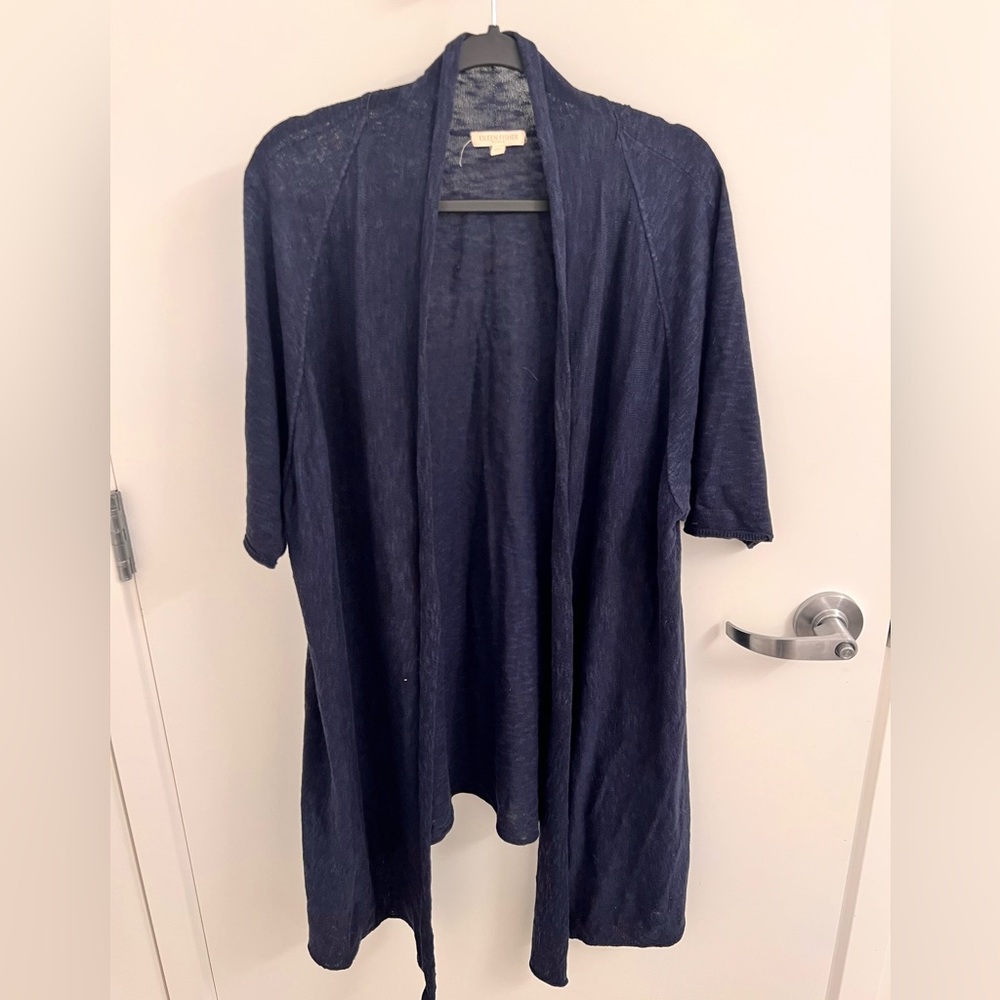 Eileen Fisher Navy Knit Long Cardigan Sweater